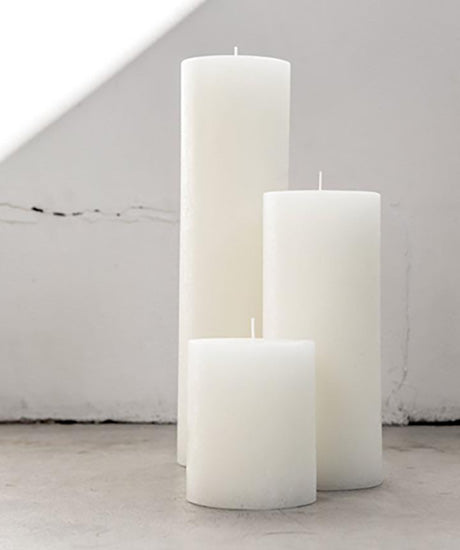 Warm White Textured Pillar Candles - Haven Botanical