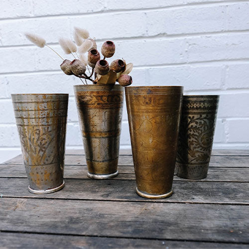 Haven Botanical - Queen of Cups - Byron Bay Florist - Mullumbimby Florist - Byron Bay Flower delivery - vintage Indian brass lassi cups