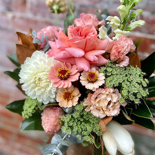 posy of pastel pink flowers